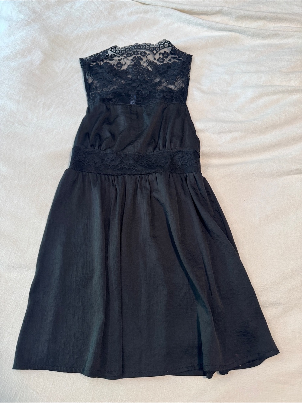 Black Lace Bodice A-Line Dress
